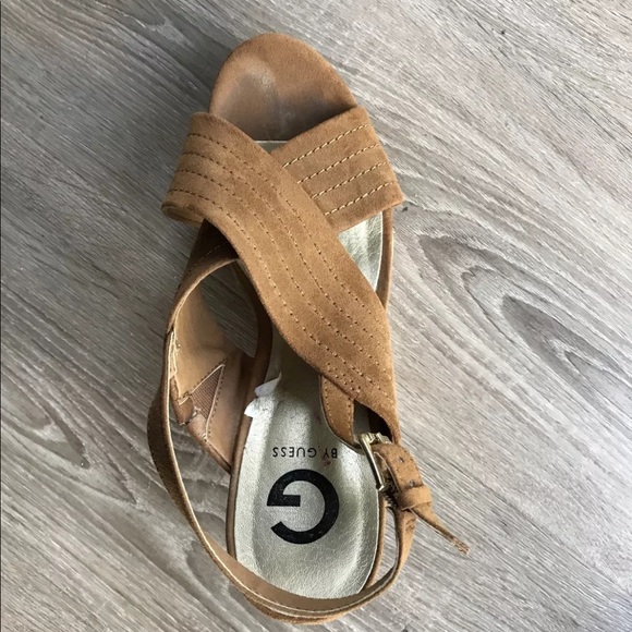 GUESS Leather & Cork Wedge Heel Sandal Brown 8_492 - Picture 4 of 4